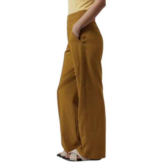 ATHLETA Nolita Wide Leg Pant Size 6 Brass Gold High Waist Pull On Lightweight - Picture 3 of 9